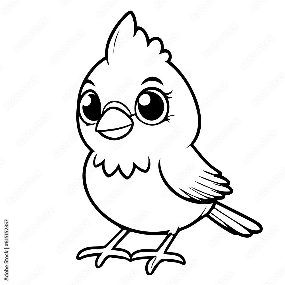 Cute vector illustration Cardinal drawing for children page