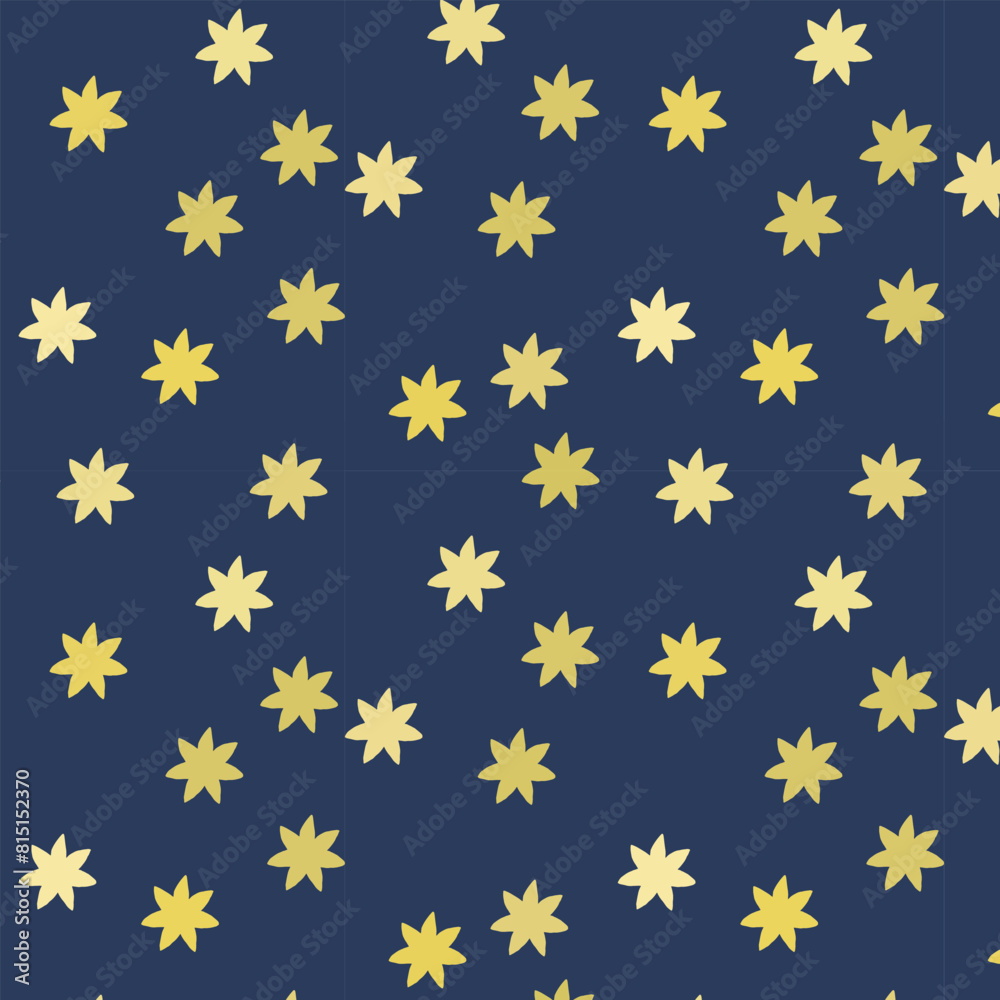 Abstract endless pattern of yellow stars on night blue background Abstract endless pattern of yellow stars on night blue background