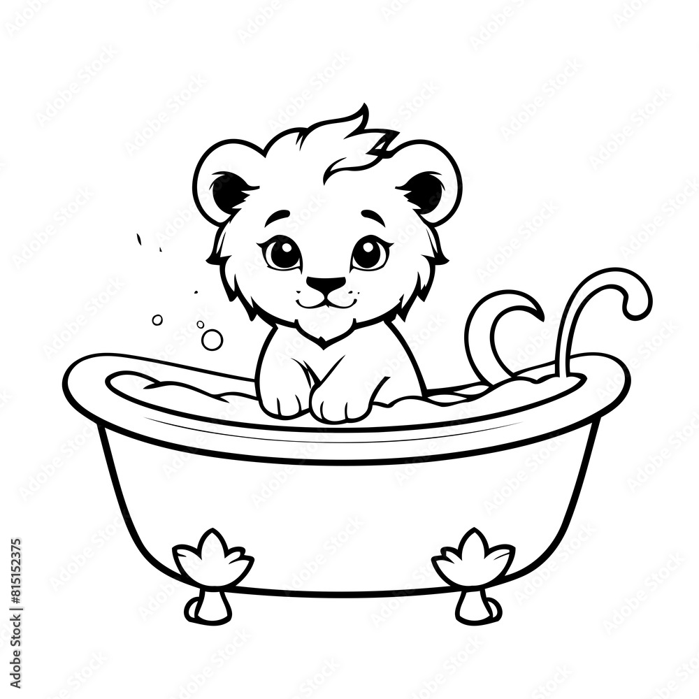Cute vector illustration Lion for kids colouring worksheet Cute vector illustration Lion for kids colouring worksheet