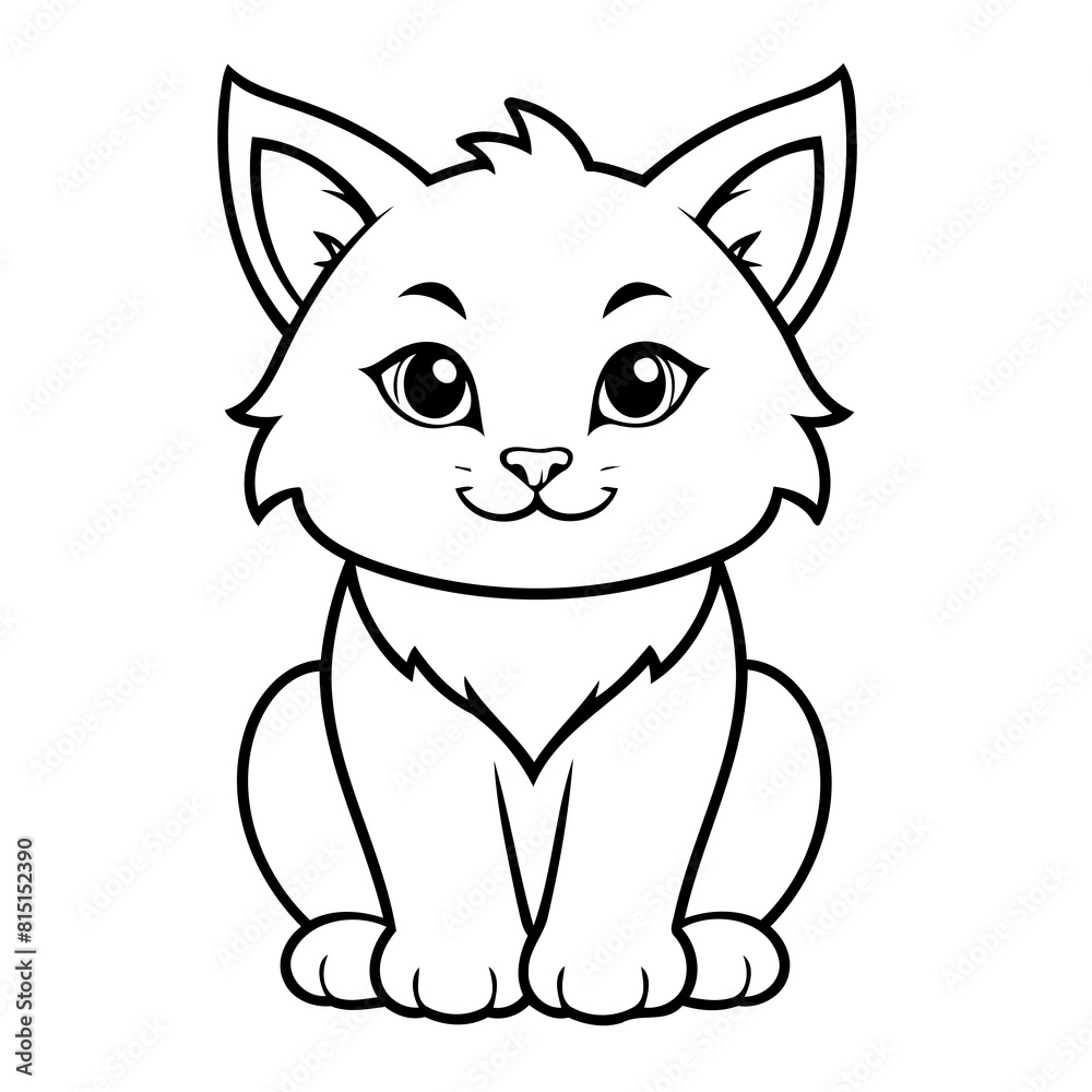 Cute vector illustration Lynx doodle black and white for kids page Cute vector illustration Lynx doodle black and white for kids page