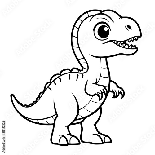 Vector illustration of a cute Velociraptor drawing colouring activity