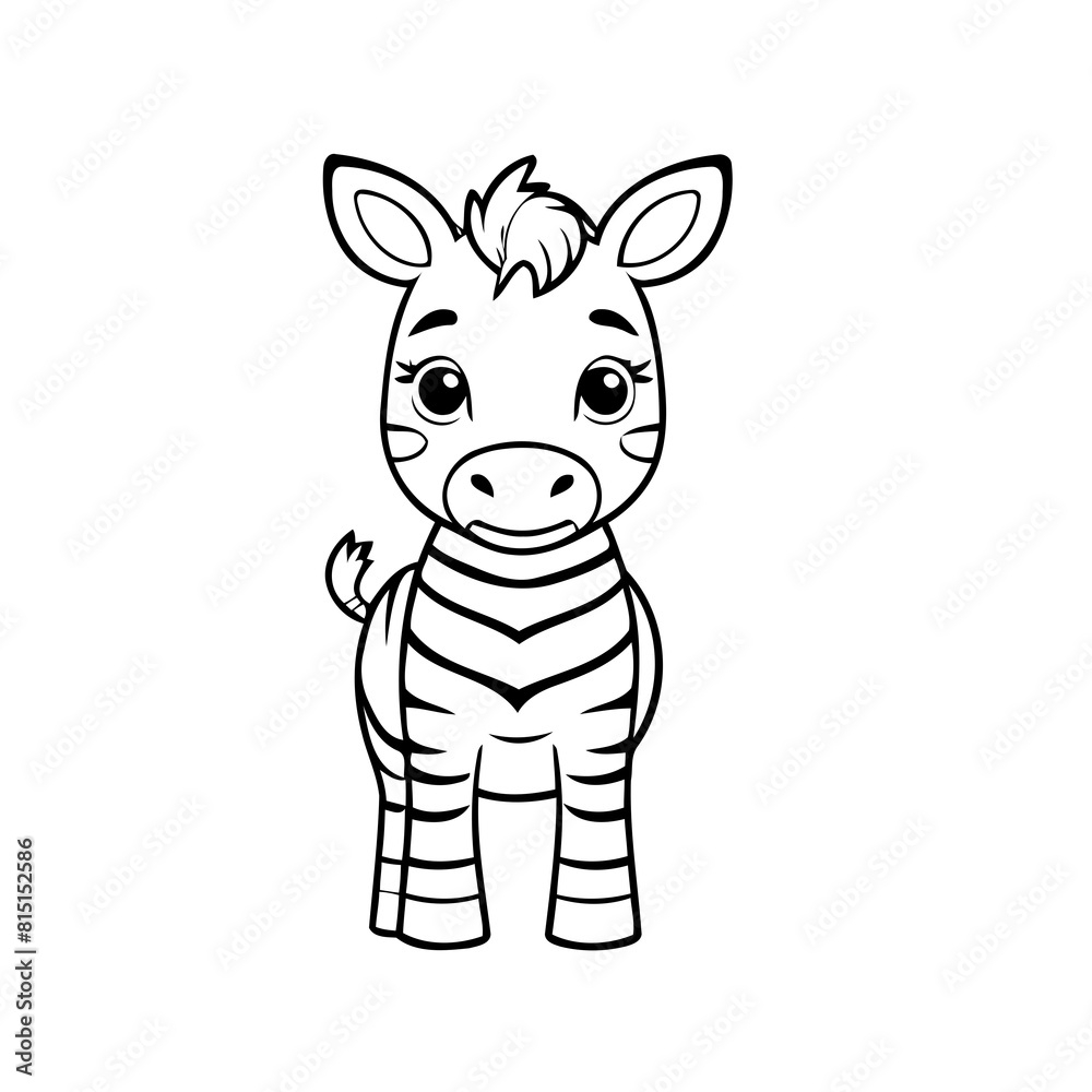 Fototapeta premium Vector illustration of a cute Zebra drawing for toddlers colouring page