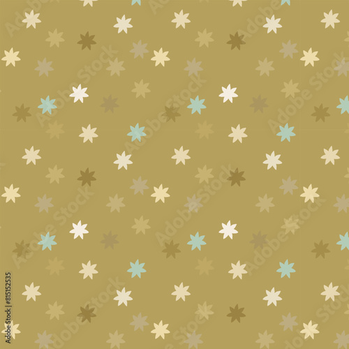 Abstract seamless pattern of confetti stars on golden background
