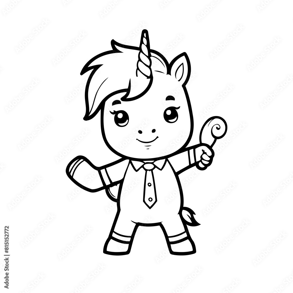 Fototapeta premium Vector illustration of a cute Unicorn drawing for toddlers book
