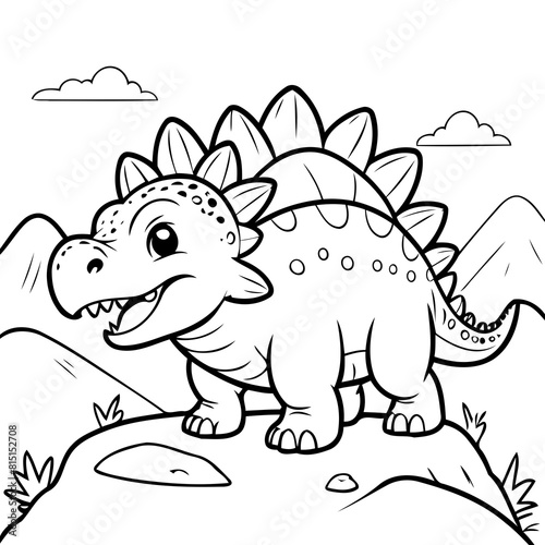 Simple vector illustration of Ankylosaurus doodle for toddlers worksheet