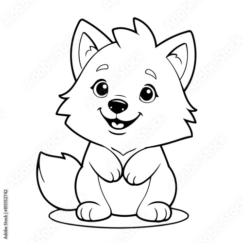 Simple vector illustration of Wolf colouring page for kids