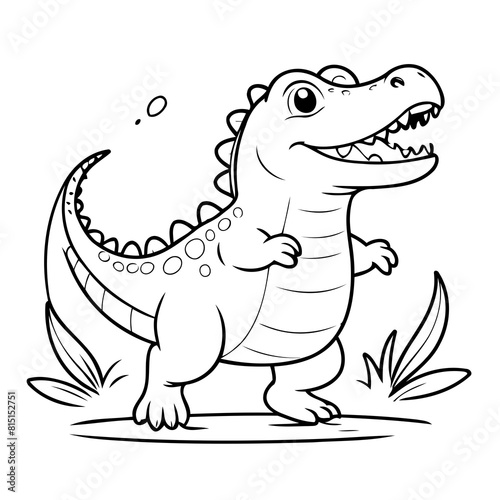 Simple vector illustration of Alligator for kids coloring page