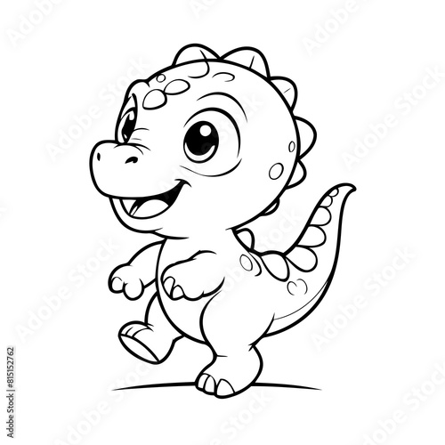 Simple vector illustration of Dino drawing colouring activity
