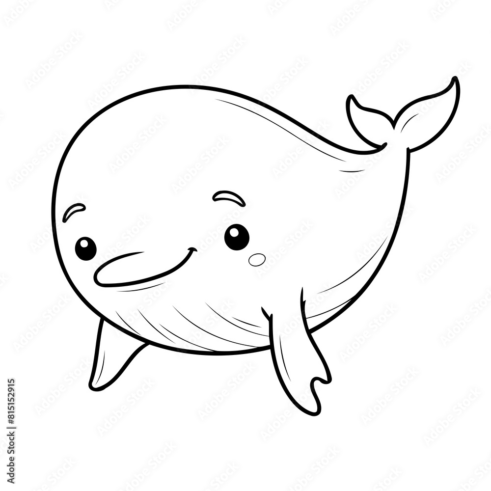 Cute vector illustration Whale drawing colouring activity Cute vector illustration Whale drawing colouring activity