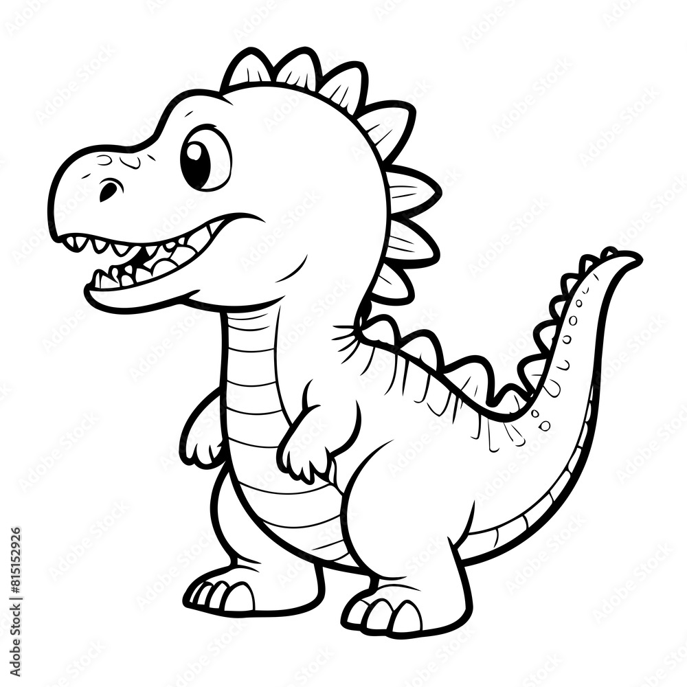 Vector illustration of a cute Spinosaurus doodle for kids colouring page Vector illustration of a cute Spinosaurus doodle for kids colouring page
