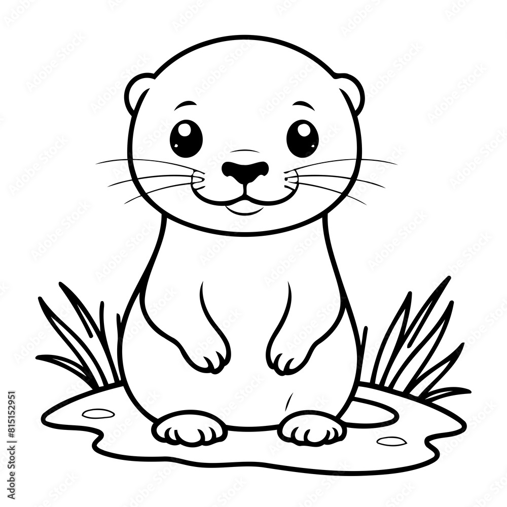 Vector illustration of a cute Otter drawing for colouring page Vector illustration of a cute Otter drawing for colouring page