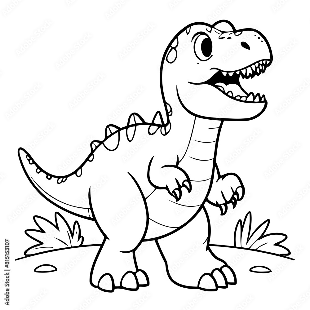Naklejka premium Cute vector illustration Allosaurus drawing for toddlers book