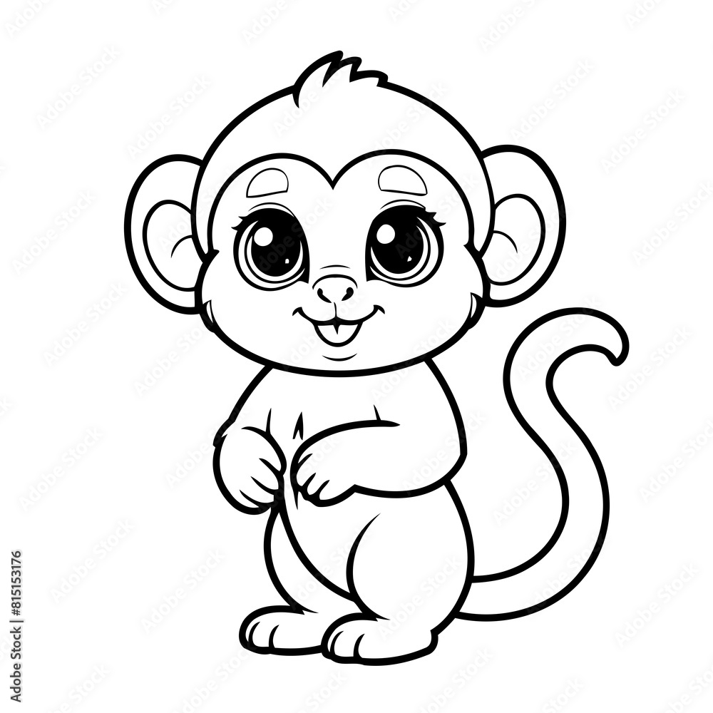 Fototapeta premium Vector illustration of a cute Marmoset drawing for kids page