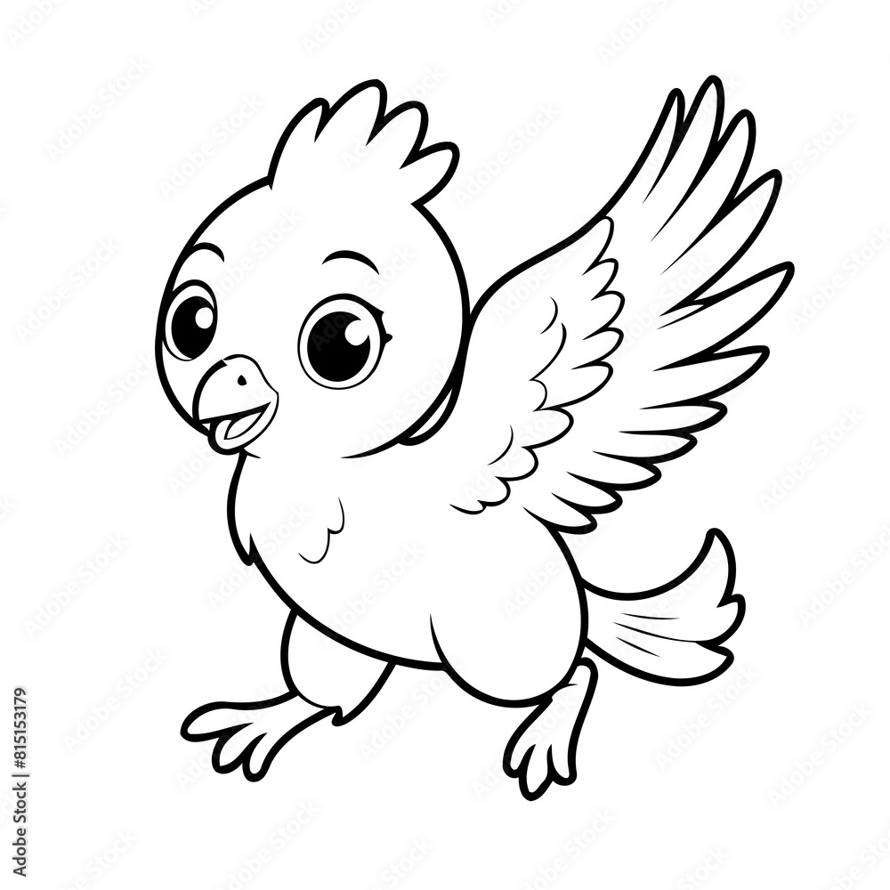 Cute vector illustration Phoenix hand drawn for kids coloring page