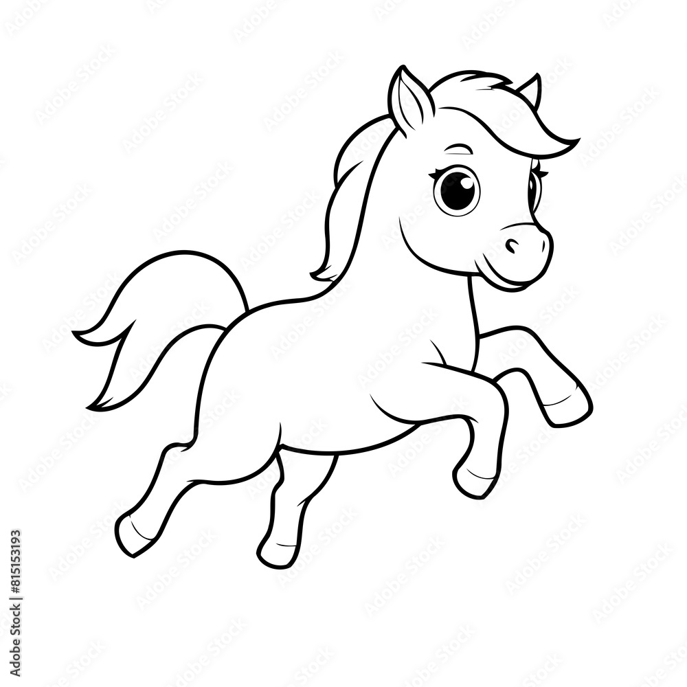 Cute vector illustration Horse doodle for toddlers worksheet