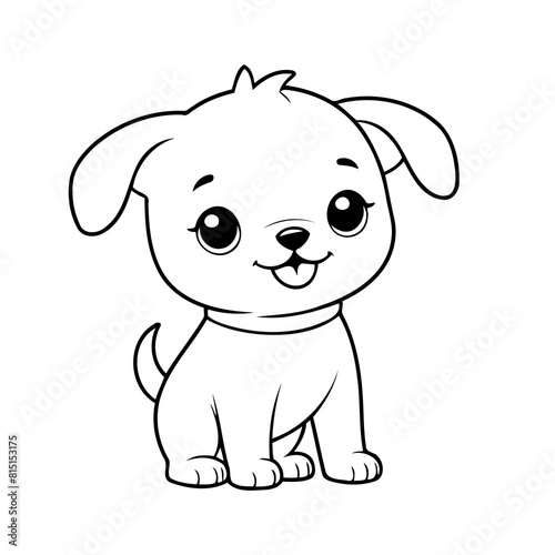 Vector illustration of a cute Dog doodle drawing for kids page