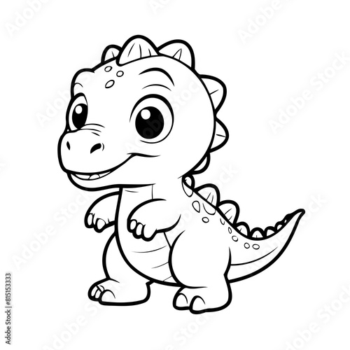 Simple vector illustration of Dino drawing for toddlers colouring page © meastudios