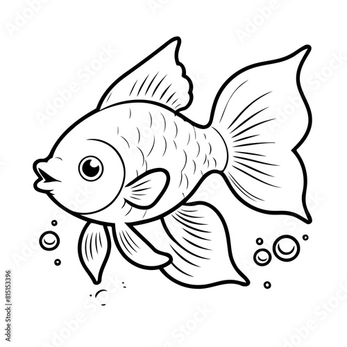 Cute vector illustration Goldfish drawing for kids colouring page