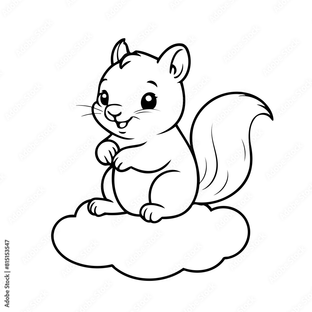 Vector illustration of a cute Squirrel drawing colouring activity Vector illustration of a cute Squirrel drawing colouring activity