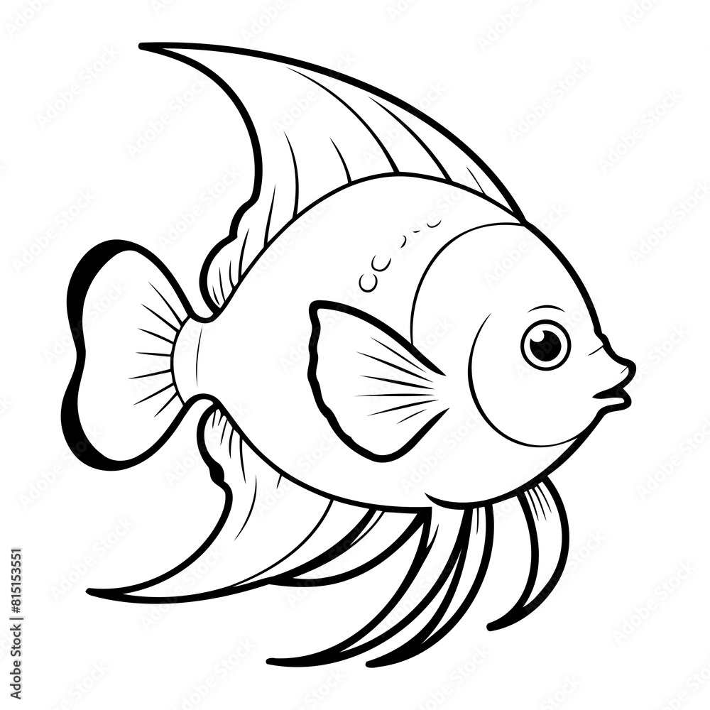 Simple vector illustration of Angelfish drawing for kids colouring activity Simple vector illustration of Angelfish drawing for kids colouring activity