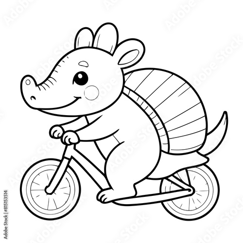 Simple vector illustration of Armadillo drawing colouring activity