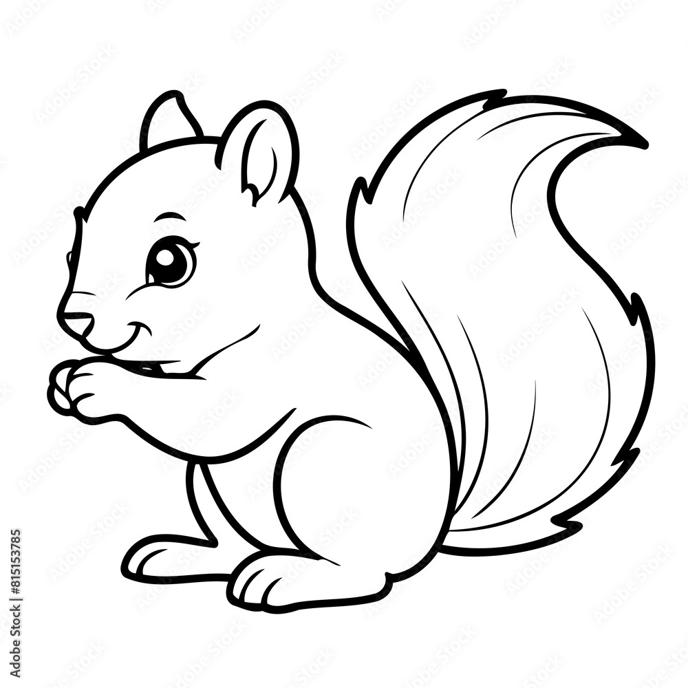 Cute vector illustration Squirrel doodle for kids coloring worksheet