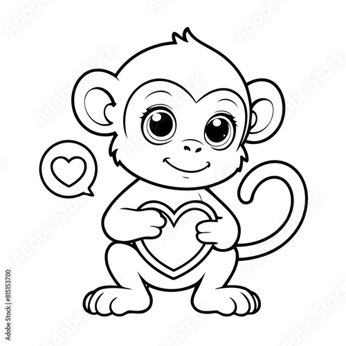 Cute vector illustration Monkey doodle for toddlers worksheet