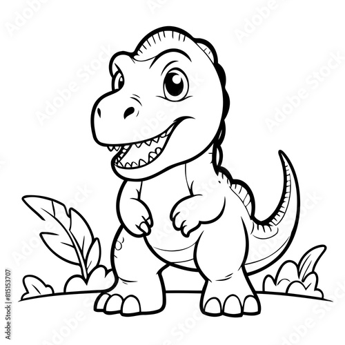 Vector illustration of a cute Tyrannosaurus doodle for toddlers coloring activity