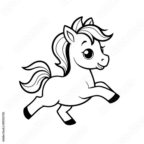 Simple vector illustration of Horse drawing for toddlers colouring page
