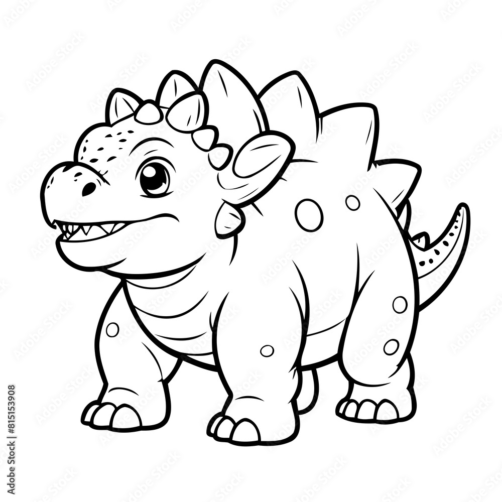 Simple vector illustration of Ankylosaurus colouring page for kids