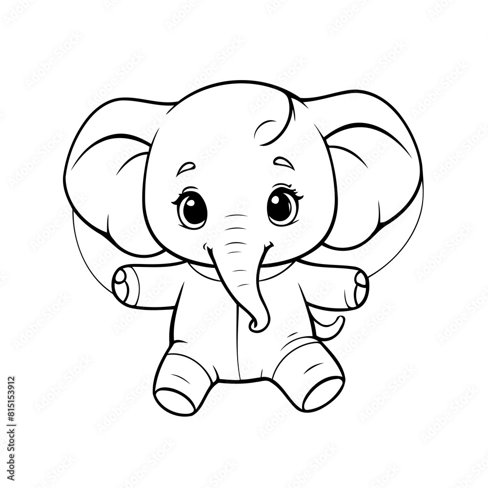 Fototapeta premium Vector illustration of a cute Elephant drawing for kids colouring page
