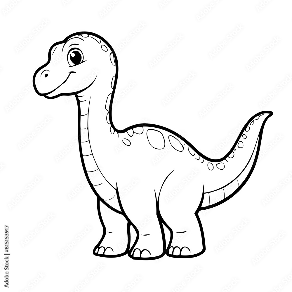 Simple vector illustration of Brachiosaurus hand drawn for kids coloring page