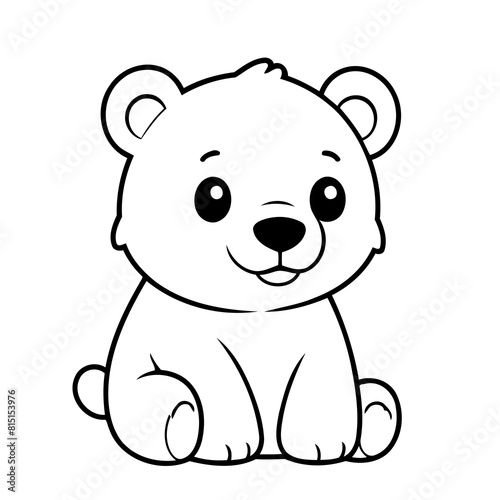 Vector illustration of a cute Bear drawing for toddlers coloring activity