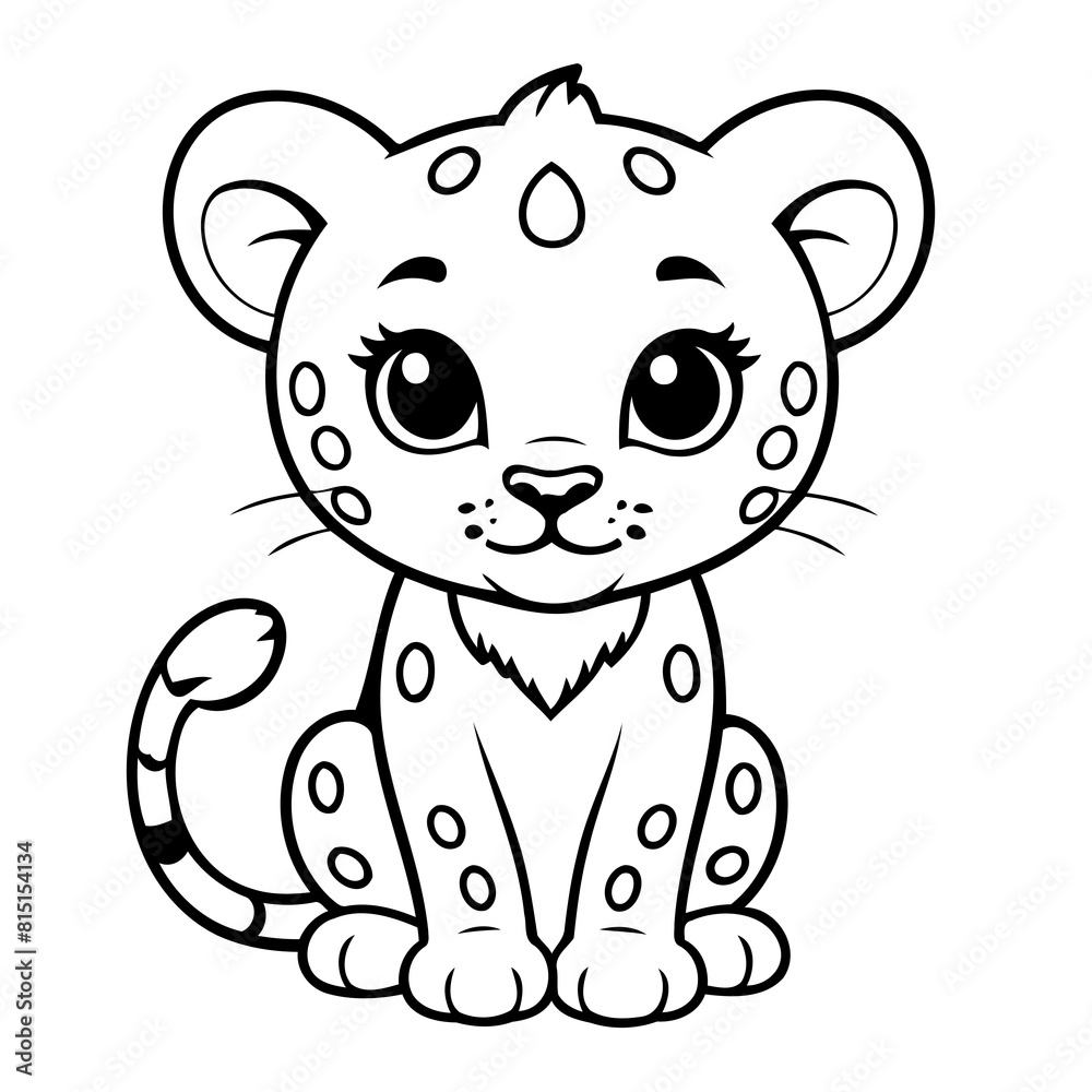 Naklejka premium Cute vector illustration Cheetah for children colouring activity