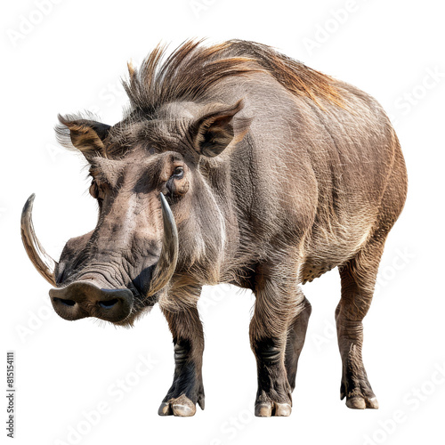 A lone warthog is standing in front of a plain Png background, a White Polar Bear Isolated on a whitePNG Background photo