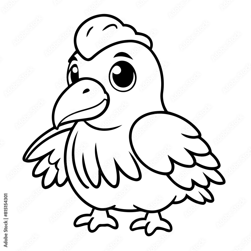 Vector illustration of a cute Condor drawing for kids colouring page