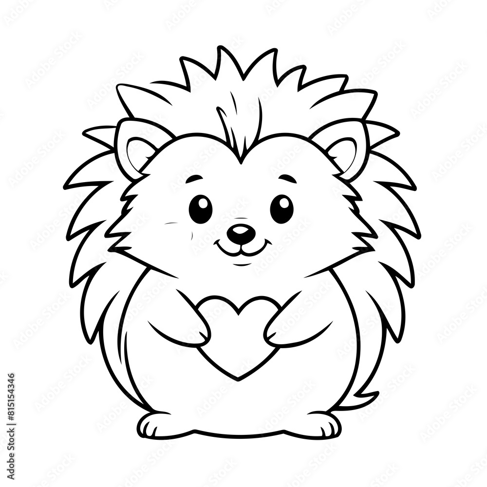 Cute vector illustration Hedgehog drawing for children page