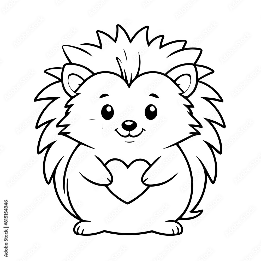 Fototapeta premium Cute vector illustration Hedgehog drawing for children page