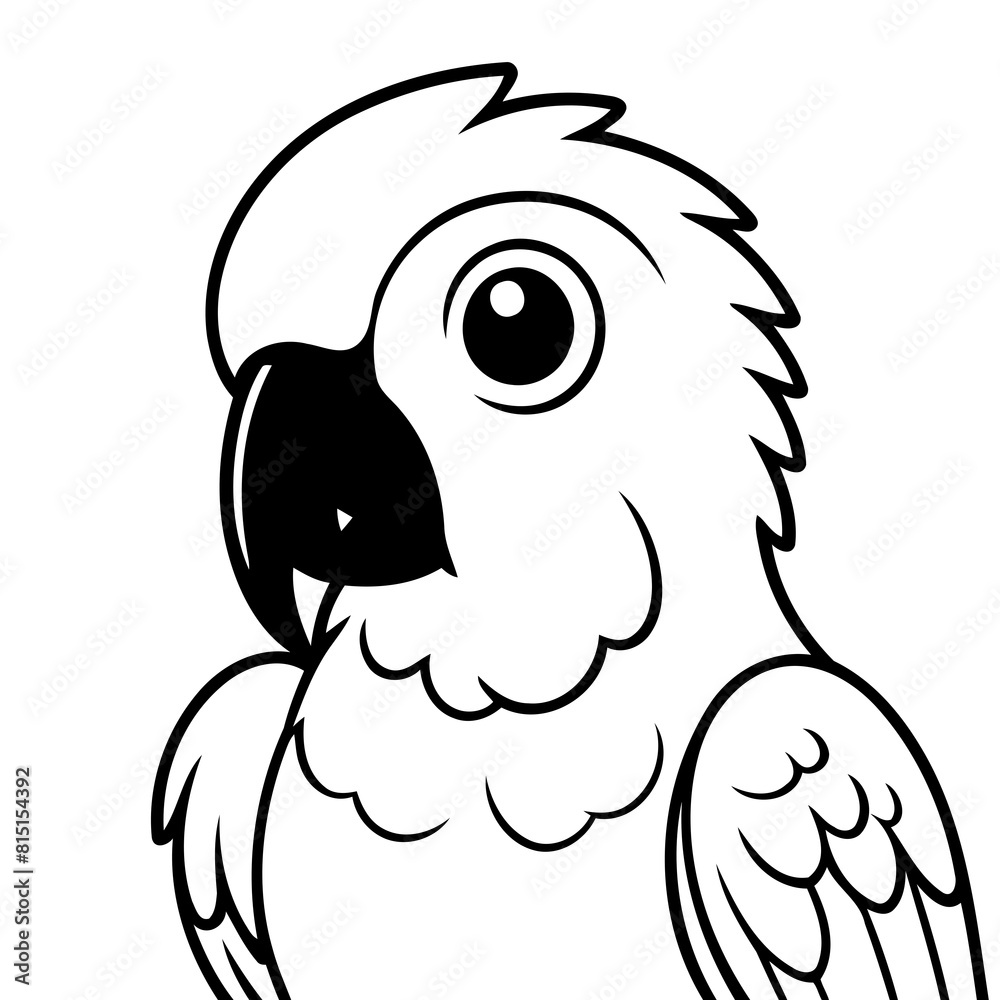 Simple vector illustration of Macaw drawing for kids page Simple vector illustration of Macaw drawing for kids page