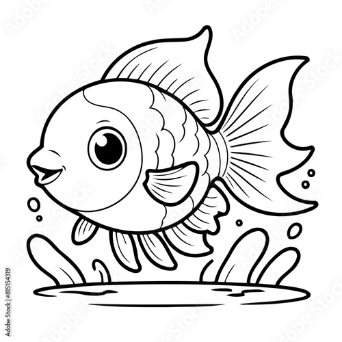 Simple vector illustration of Goldfish doodle for toddlers worksheet