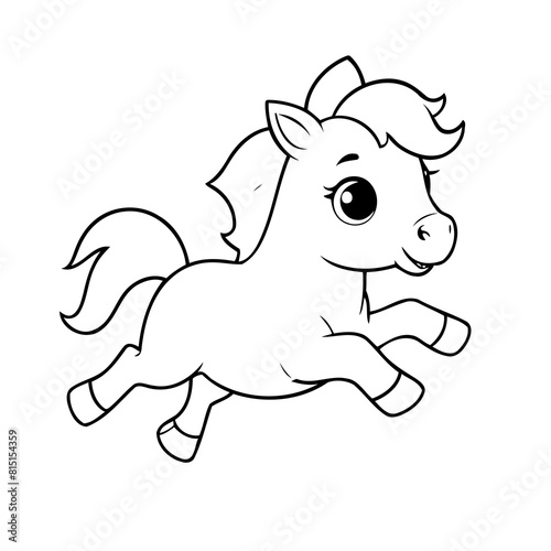 Simple vector illustration of Horse drawing for kids colouring activity