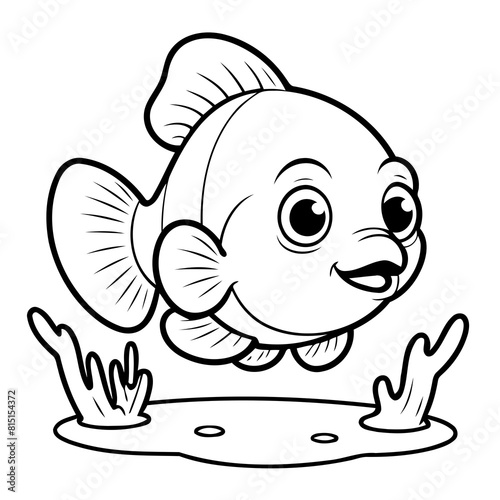 Simple vector illustration of Clownfish drawing for toddlers coloring activity