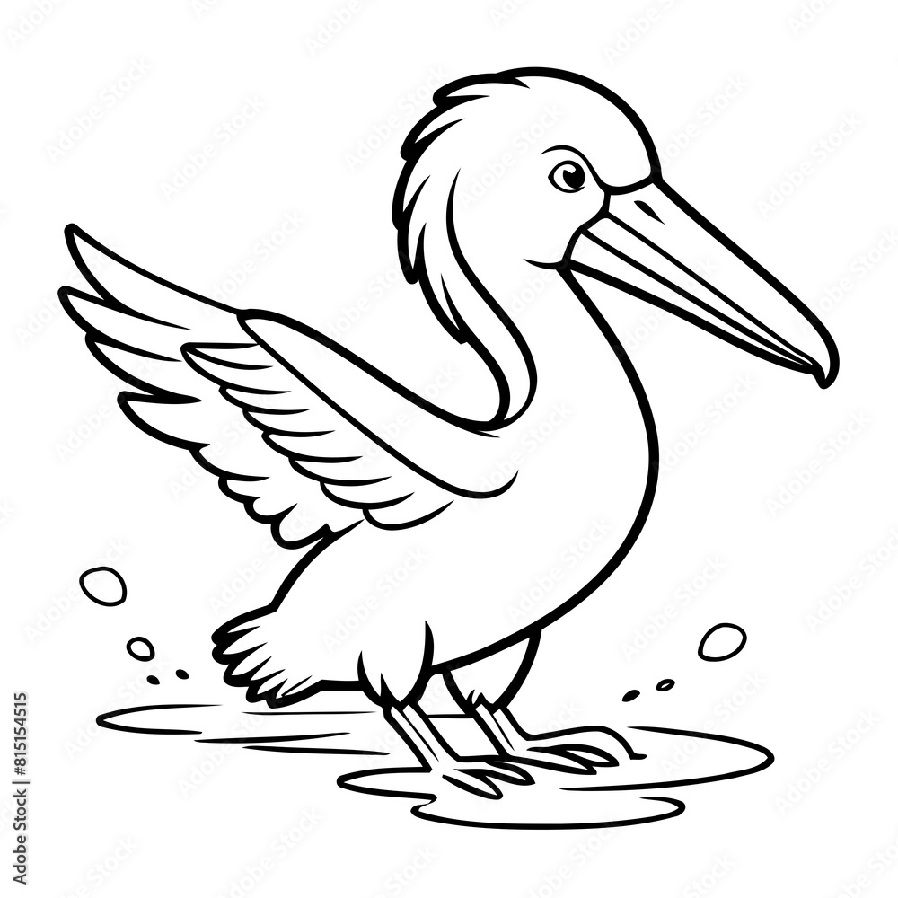Cute vector illustration Pelican hand drawn for kids coloring page Cute vector illustration Pelican hand drawn for kids coloring page