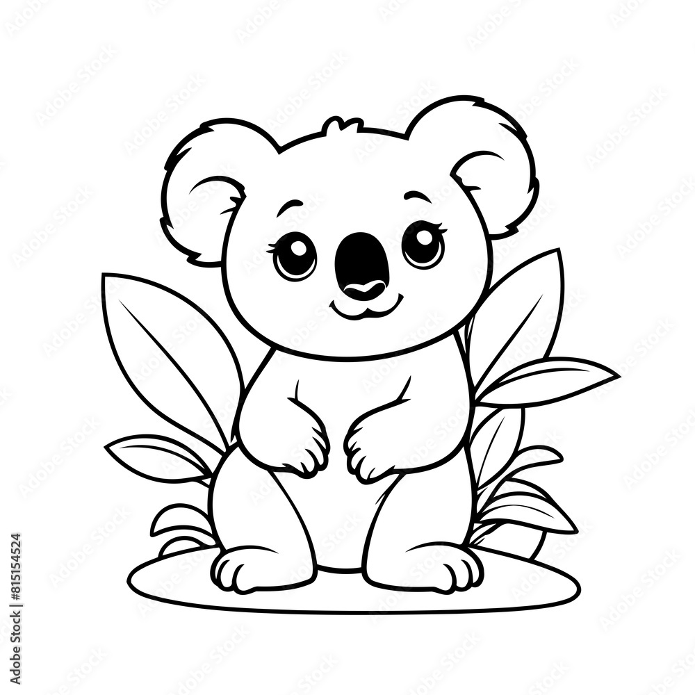 Vector illustration of a cute Koala drawing for toddlers coloring activity Vector illustration of a cute Koala drawing for toddlers coloring activity