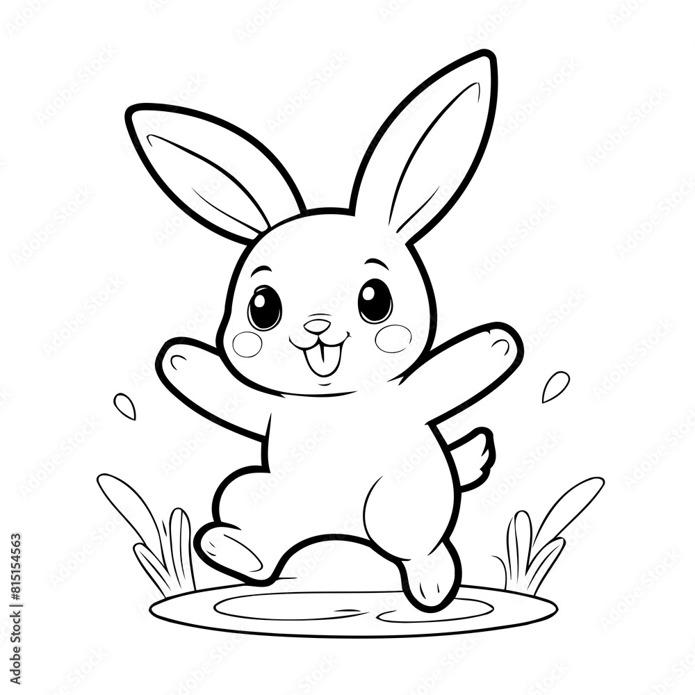 Cute vector illustration Rabbit doodle colouring activity for kids Cute vector illustration Rabbit doodle colouring activity for kids