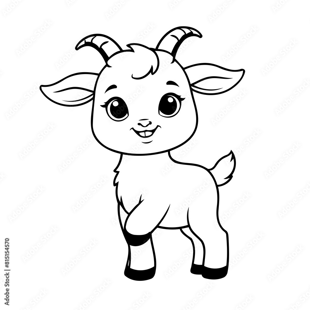 Simple vector illustration of Goat drawing for toddlers book Simple vector illustration of Goat drawing for toddlers book