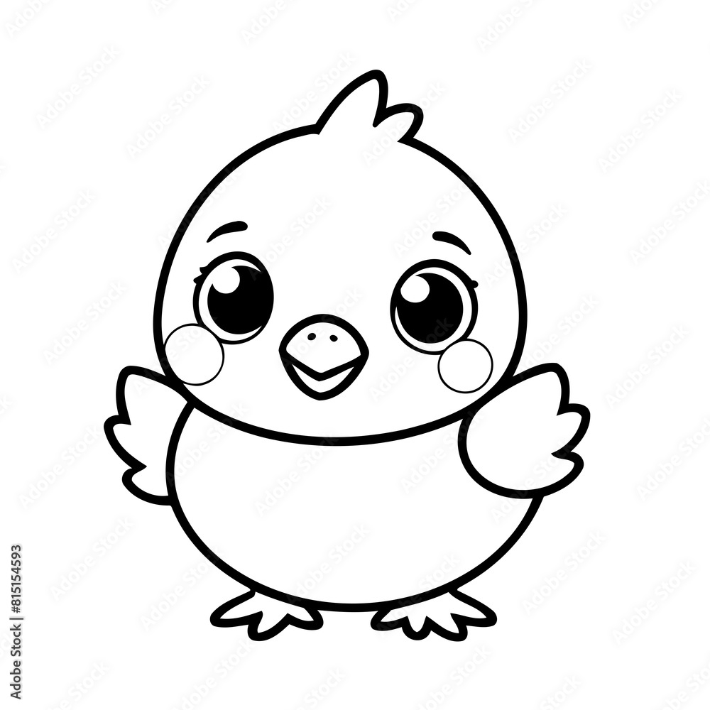 Simple vector illustration of Chick drawing for kids colouring page