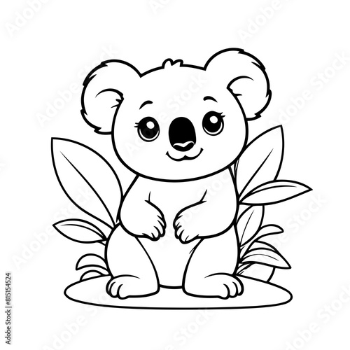 Vector illustration of a cute Koala drawing for toddlers coloring activity