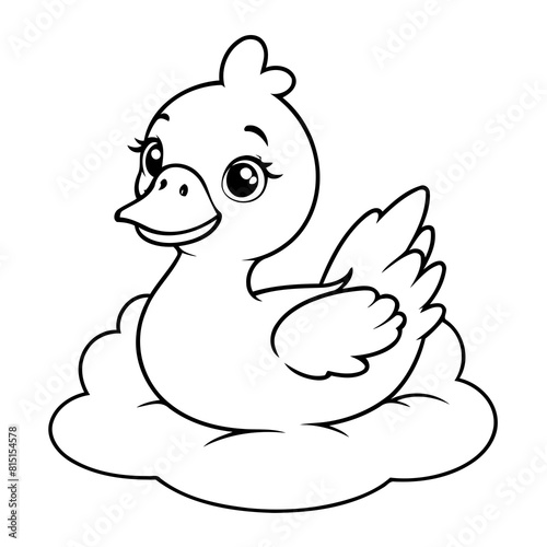 Simple vector illustration of Swan colouring page for kids