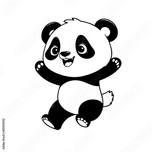 Cute vector illustration Panda doodle for toddlers coloring activity
